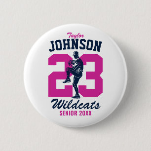 Senior Baseball Team Schule Sport Spieler Pitcher Button