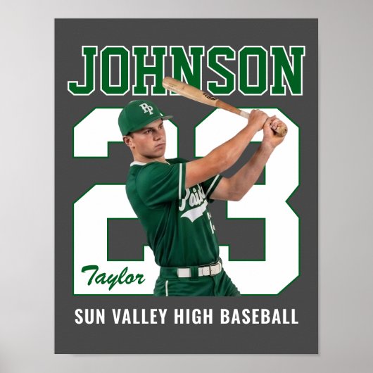 Senior Baseballspieler Nummer Benutzerdefiniertes  Poster (Vorne)