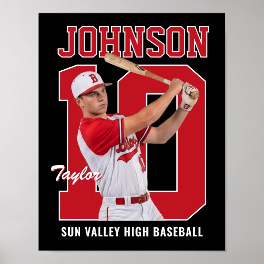 Senior Baseballspieler Nummer Benutzerdefiniertes  Poster (Vorne)