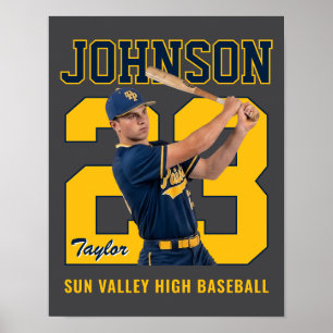 Senior Baseballspieler Nummer Benutzerdefiniertes Poster