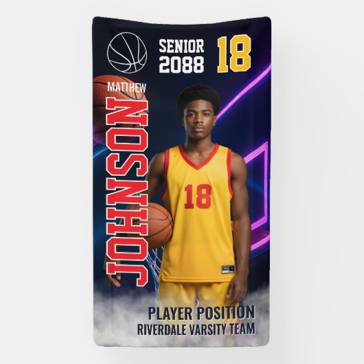 Senior Basketball Personalized Photo Sports Banner (Vertikal)