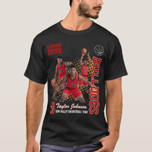 Senior Basketball Spieler individuelles Fotokollag T-Shirt