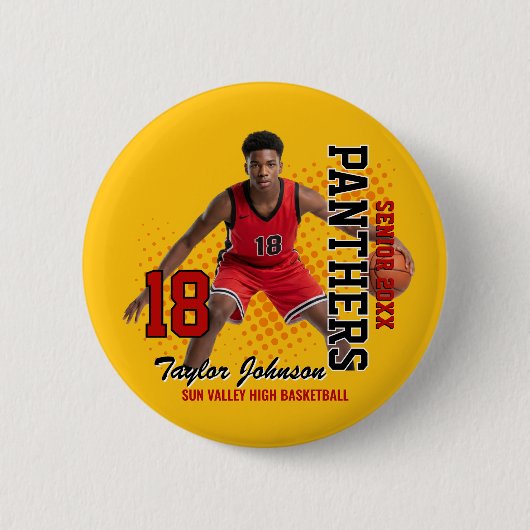 Senior Basketballspieler Benutzerdefiniertes Foto Button (Vorderseite)