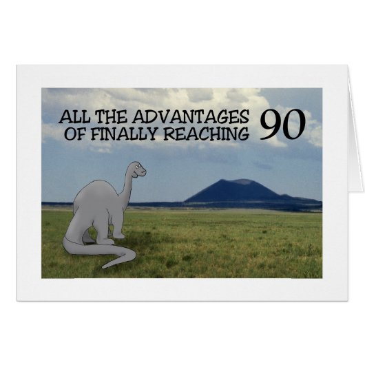 Senior Birthday, Dinosaur, REACH 90 (or any age) (Vorderseite (Horizontal))