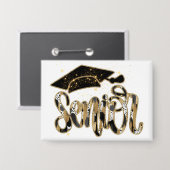 Senior Black and Gold Brushtroke Button (Vorderseite/Rückseite)