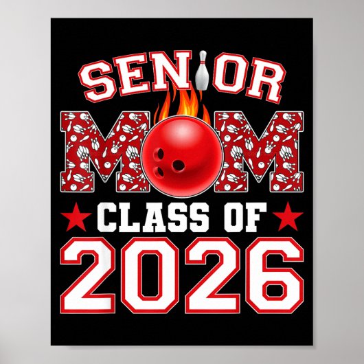 Senior Bowling-Mama 2026-Klasse Illustration Poster (Vorne)