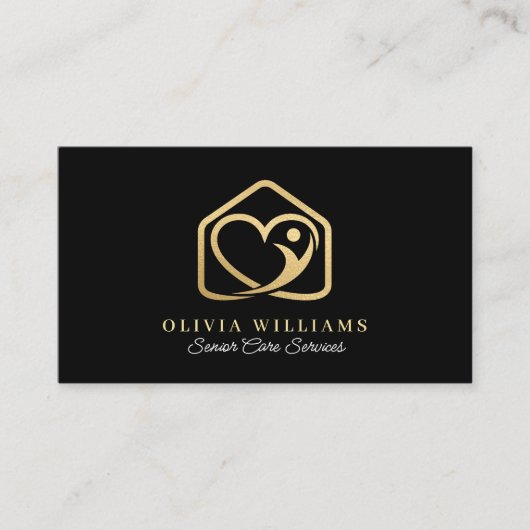 Senior Care Services Betreuung Black & Gold Visitenkarte (Vorderseite)