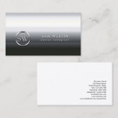 Senior Caregier Chrome Monogram Business Card Visitenkarte (Vorne/Hinten)