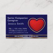 Senior Caregiver Modern Red Heart Medical Visitenkarte (Vorderseite)