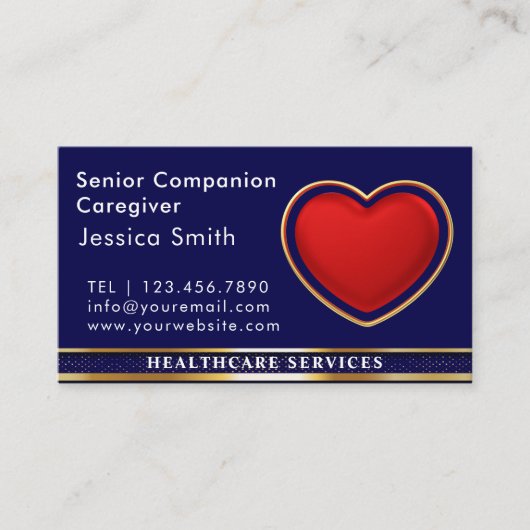 Senior Caregiver Modern Red Heart Medical Visitenkarte (Vorderseite)