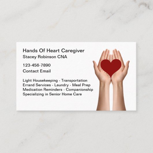 Senior Caregiver Zuhause Health Heart Visitenkarte (Vorderseite)