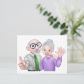 Senior Cartoon Couple Postkarte (Stehend Vorderseite)
