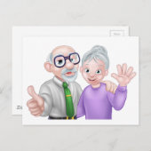 Senior Cartoon Couple Postkarte (Vorne/Hinten)