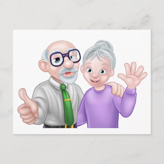 Senior Cartoon Couple Postkarte (Vorderseite)