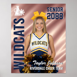 Senior Cheer Team Cheerleader Photo Rose Pink Poster