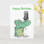Senior Citizen Crocodile Birthday Cartoon Karte (Gelbe Blume)