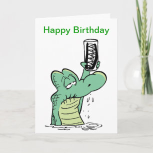 Senior Citizen Crocodile Birthday Cartoon Karte