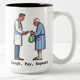 Senior Citizen Paying Off Medical Debt Zweifarbige Tasse