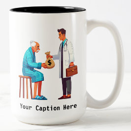 Senior Citizen Paying Off Medical Debt Zweifarbige Tasse