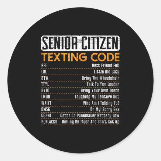 Senior Citizen Simst Code für einen Großvater oder Runder Aufkleber (Vorderseite)