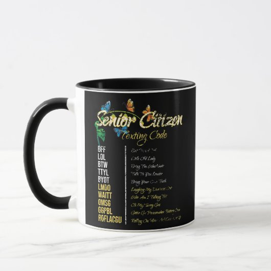 Senior-Citizen-Textcode Lustiger Opa Tasse (Links)
