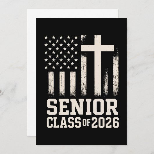 Senior Class 2026 Cross Flag USA Einladung (Vorne/Hinten)