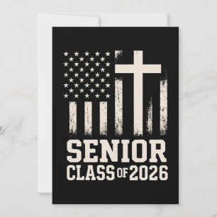 Senior Class 2026 Cross Flag USA Einladung