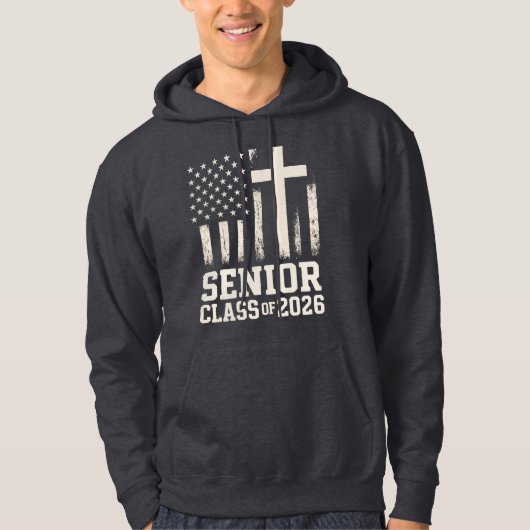 Senior Class 2026 Cross Flag USA Hoodie (Vorderseite)