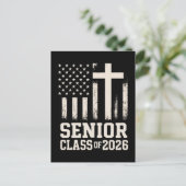 Senior Class 2026 Cross Flag USA Postkarte (Stehend Vorderseite)