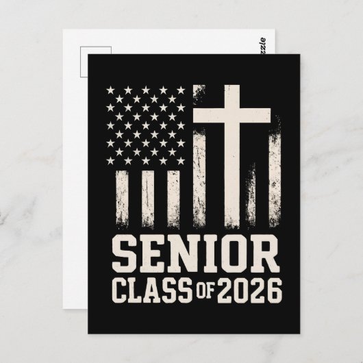 Senior Class 2026 Cross Flag USA Postkarte (Vorne/Hinten)