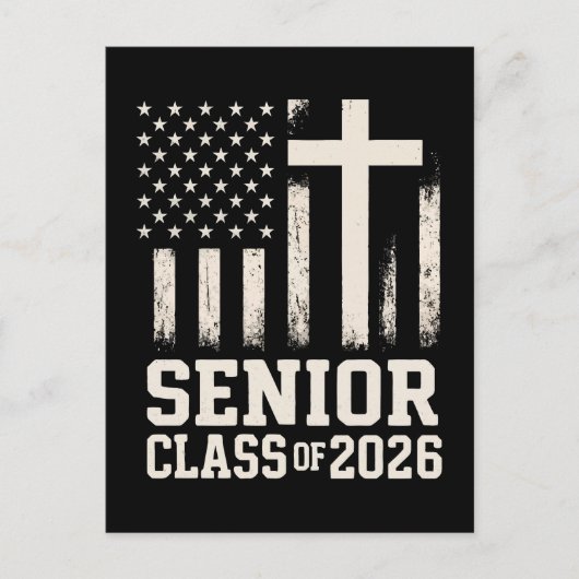 Senior Class 2026 Cross Flag USA Postkarte (Vorderseite)
