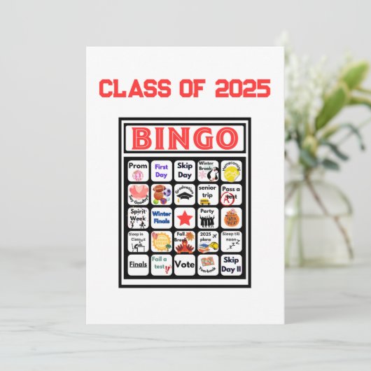 Senior Class Bingo Einladung (Stehend Vorderseite)