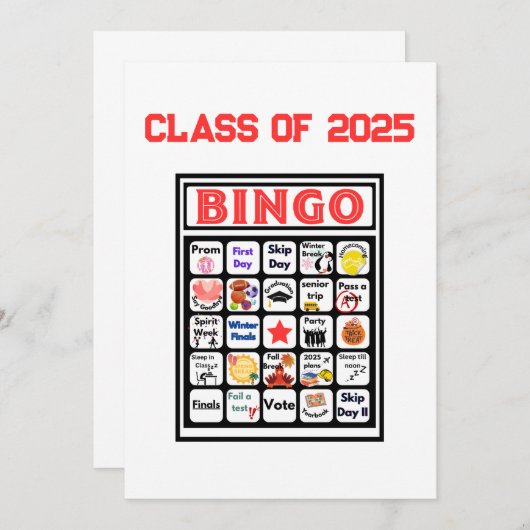 Senior Class Bingo Einladung (Vorne/Hinten)