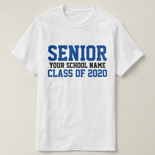 Senior Class of 2020 Blue Custom School Abschluss T-Shirt (Design vorne)