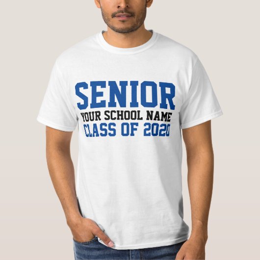 Senior Class of 2020 Blue Custom School Abschluss T-Shirt (Vorderseite)
