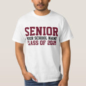 Senior Class of 2020 Maroon Custom Text Abschluss T-Shirt (Vorderseite)