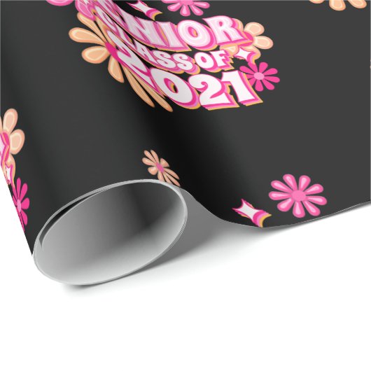 Senior Class of 2021 Graduate Pink Retro Muster Geschenkpapier (Rolleneckpunkt)