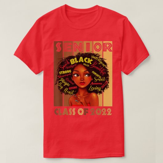 Senior Class of 2022 Black Girl Magic Melanin Grad T-Shirt (Design vorne)