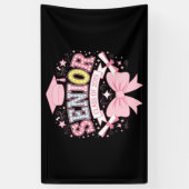 Senior Class of 2025 Abschluss Pink Coquette Bow Banner (Vertikal)