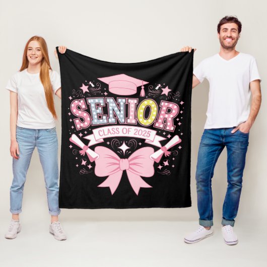 Senior Class of 2025 Abschluss Pink Coquette Bow Fleecedecke (Beispiel)