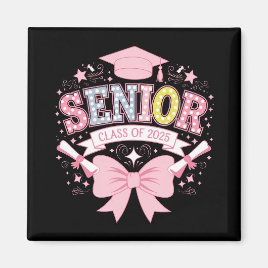 Senior Class of 2025 Abschluss Pink Coquette Bow Magnet (Vorne)