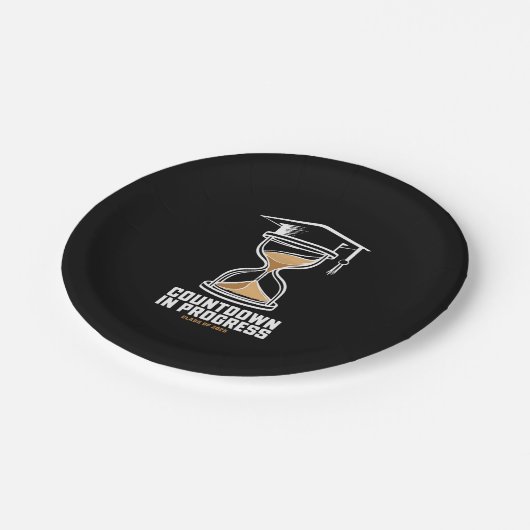 Senior Class of 2025 Countdown to Abschluss Gift Pappteller (Schrägansicht)