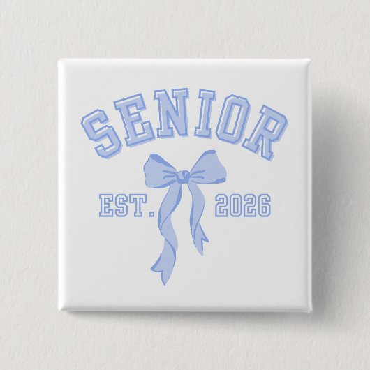 Senior Class of 2026 Blue Coquette Bow Button (Vorderseite)