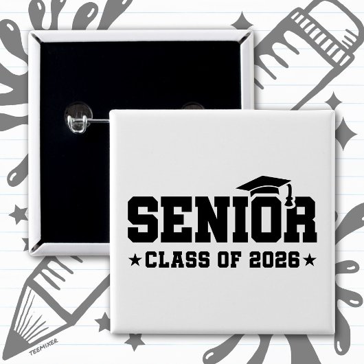 Senior Class of 2026 Bold Graduation Typography Button