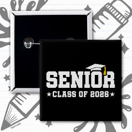 Senior Class of 2026 Bold Graduation Typography Button