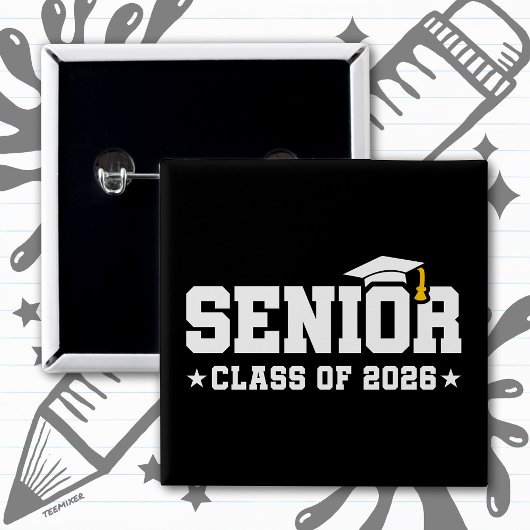 Senior Class of 2026 Bold Graduation Typography Button