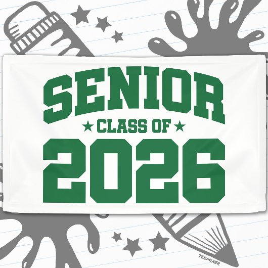 Senior Class of 2026 Green Graduation Bold Minimal Banner