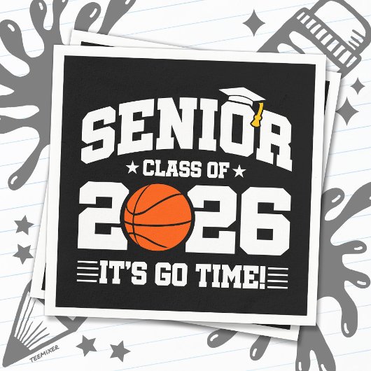 Senior Class of 2026 It’s Go Time Basketball Grad Serviette