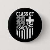 Senior Class Of 2027 Christian American Flag Grad Button (Vorderseite)