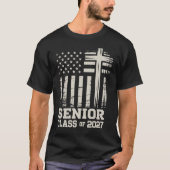 Senior Class Of 2027 USA Flag Cross Christian Grad T-Shirt (Vorderseite)